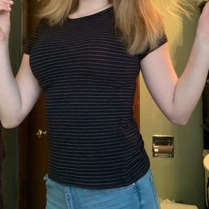 black and white striped tee from h&m